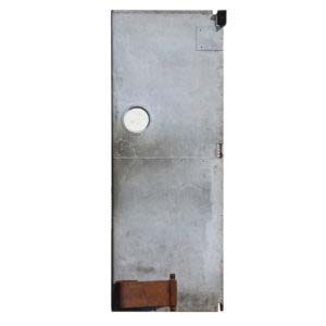 Reclaimed 35″ Metal Door with Round Window, Krispy Kreme Bakery