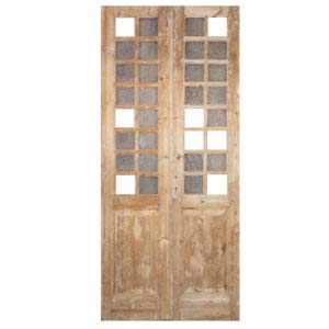 Antique Pair of 43″ French Double Doors with Windows