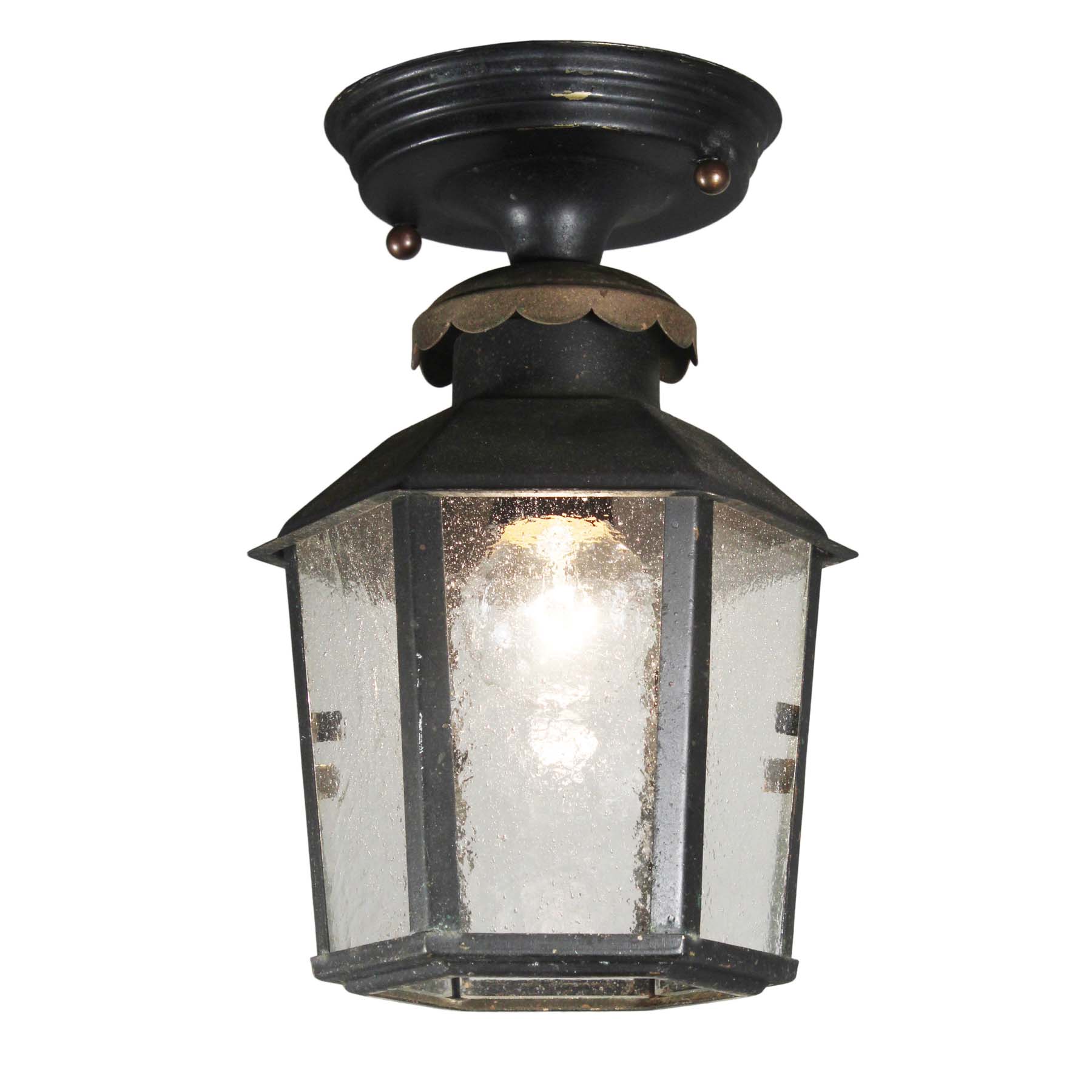 Sold Antique Flush Mount Lantern With, Outdoor Light Fixtures Charlotte Nc