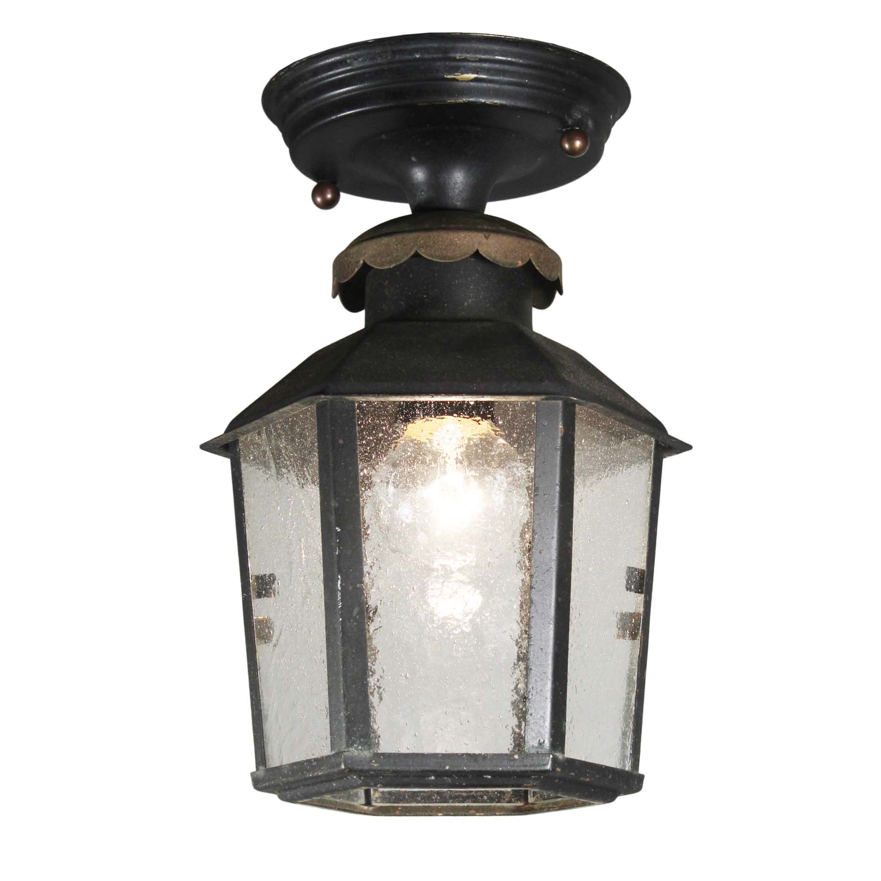 Sold Antique Flush Mount Lantern With Seeded Glass Exterior Lighting Archived Items Ceiling Mounted The Preservation Station Sold Antique Flush Mount Lantern With, Outdoor Light Fixtures Charlotte Nc