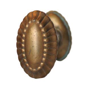 Antique “Embossed” Bronze Oval Door Knob Set by Russell & Erwin, c. 1899