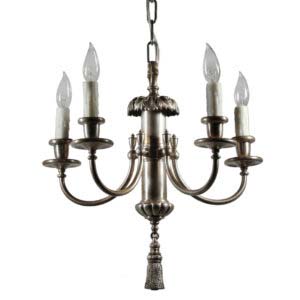 Five-Light Silver Plate Chandelier, Antique Lighting