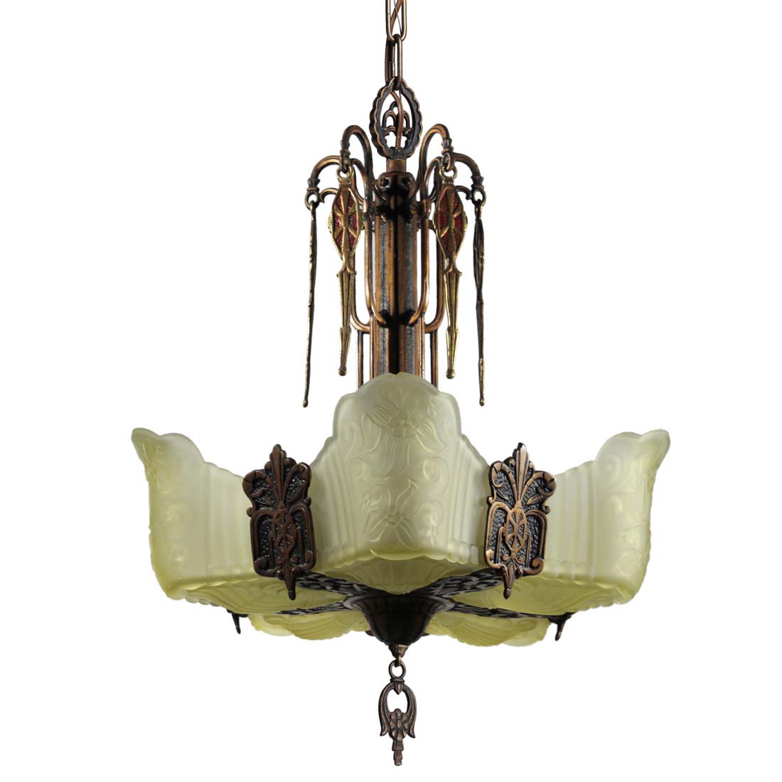 Antique Art Deco Slip Shade Chandelier Lighting Ceiling Multi Arm Chandeliers Recent Arrivals The Preservation Station Antique Art Deco Slip Shade Chandelier, Antique Art Deco Chandeliers