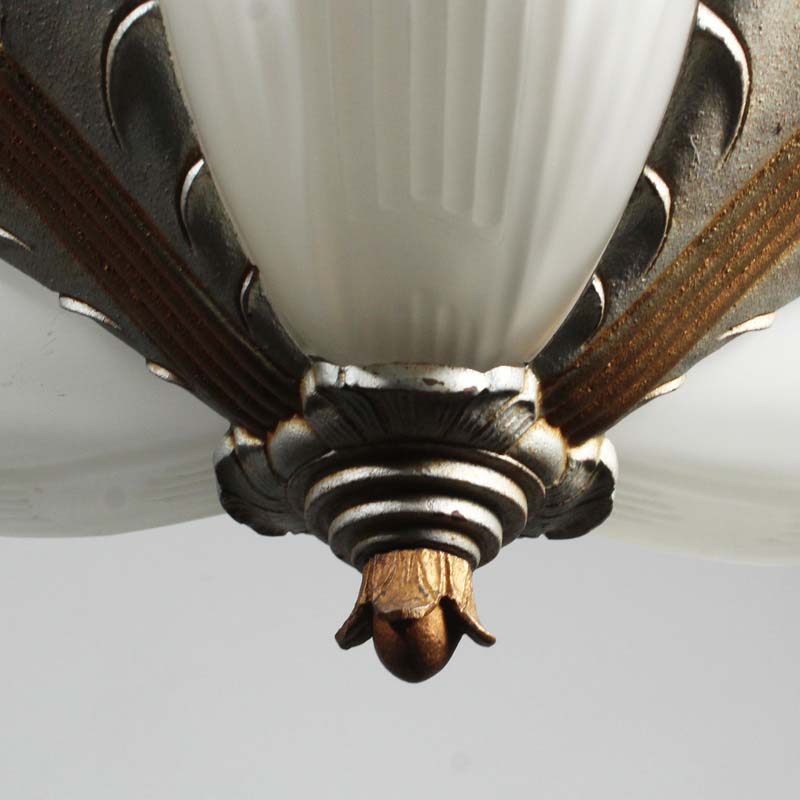 Antique Art Deco Slip Shade Chandelier, c.1930