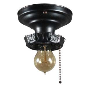 Antique Flush-Mount Light with Exposed Bulb, Early 1900’s