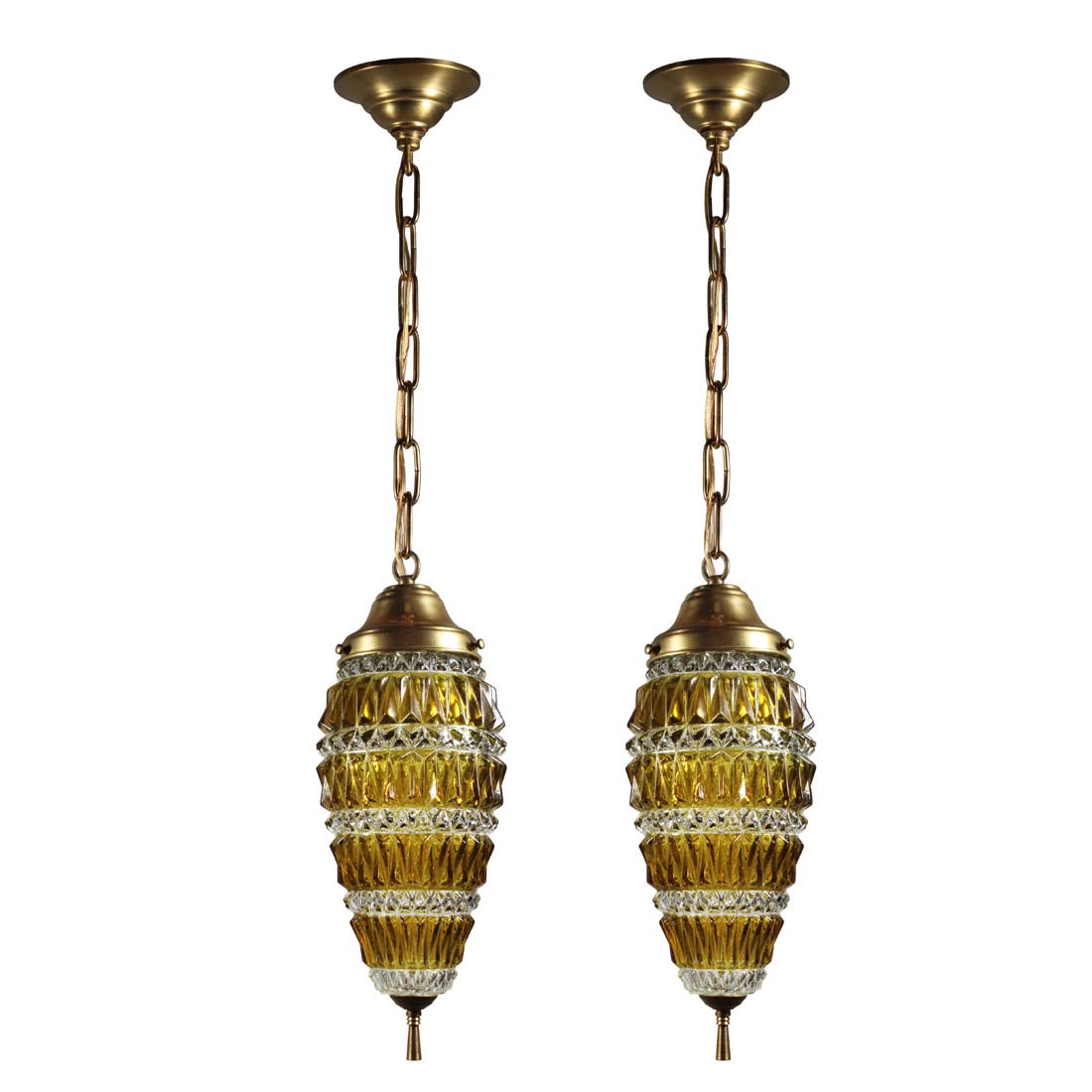 SOLD Matching Vintage Pendant Lights, Glass Shades Antique Lighting