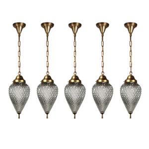 New Old Stock Pendant Lights with Conical Glass Shades, Vintage Lighting