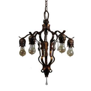 Spanish Revival Five-Light Chandelier, Antique Lighting