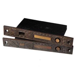 Pair of Eastlake “Oriental” Pocket Door Locks for Double Doors by Branford c. 1886, Antique Hardware