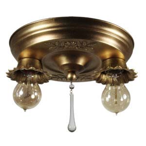 Antique Brass Flush Mount with Exposed Bulbs