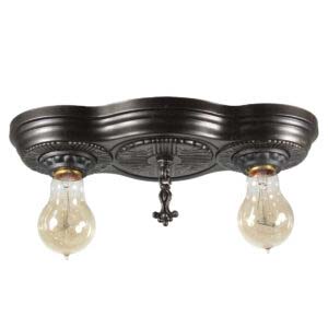 Antique Art Deco Exposed Bulb Flush Mount Fixture