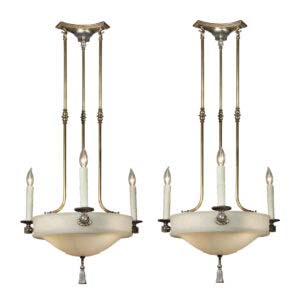 Matching Antique Inverted Dome Chandeliers, c. 1910