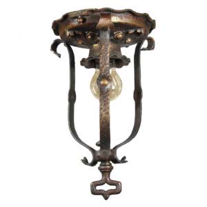 Antique Cast Bronze Art Nouveau Flush Mount Light