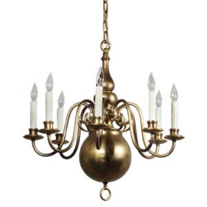Antique Colonial Revival Brass Chandelier, Early 1900’s