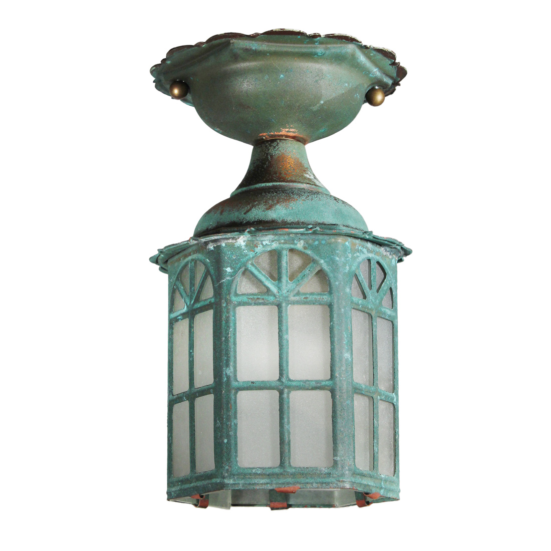 Vintage Flush Mount Lantern in Copper