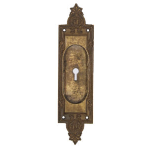 Antique Cast Brass Pocket Door Plate “Gerberoy” by Reading Hardware