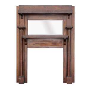 Antique Oak Mantel with Beveled Mirror, Early 1900’s