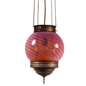 Antique Oil Lamp Chandelier with Original Shade