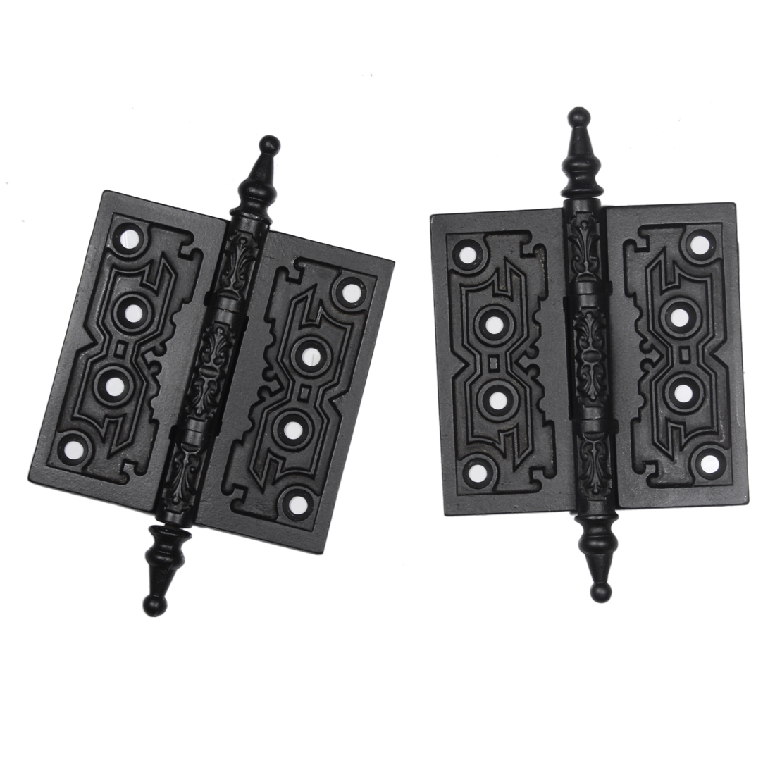 Matching Pairs of Reclaimed Decorative Cast Iron 4.5” Hinges, Late 1800's