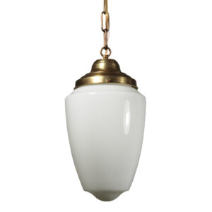 Brass Pendant Light Fixture with Glass Shade, Antique Lighting