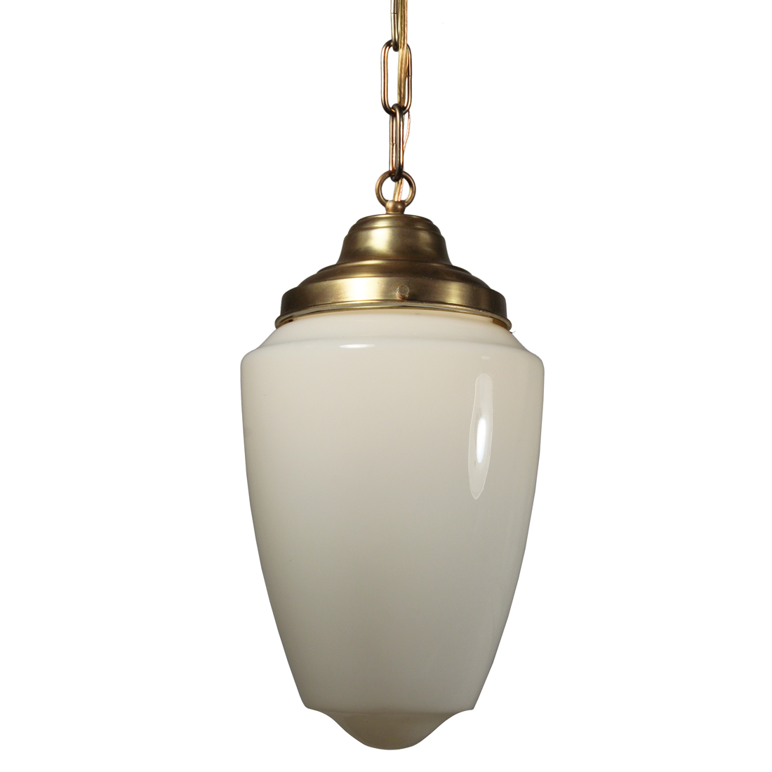 Large Antique Neoclassical Pendant Light Fixture with Original Glass Shade