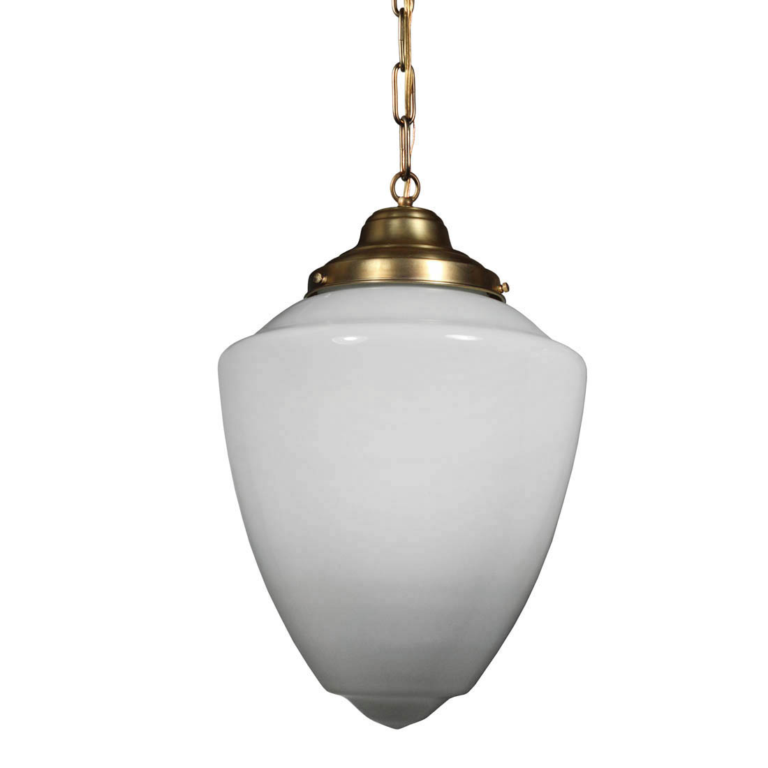 SOLD Antique Brass Schoolhouse Pendant Light, Early 1900's - Antique ...