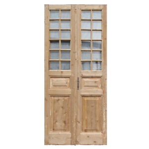 Antique Pair of 43″ French Double Doors with Textured Glass