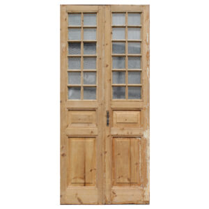 Salvaged Pair of 43″ French Double Doors, Textured Glass