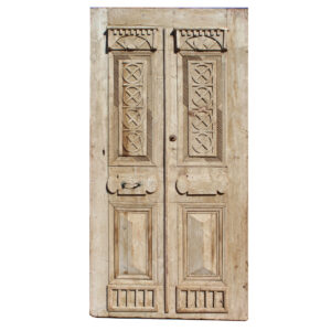 Oversized 58″ Reclaimed French Colonial Door with Carved Panels