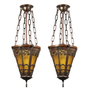 Matching Antique Lantern Pendant Lights, Early 1900’s