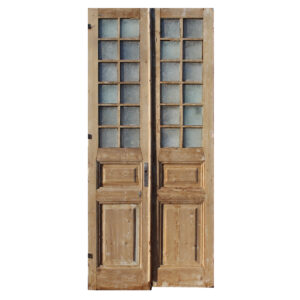 Pair of Antique 42″ French Double Doors, Textured Glass