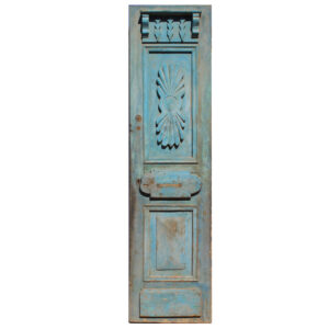 Salvaged 25″ French Colonial Door with Carved Panels, Antique Doors