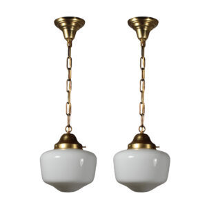 Matching Antique Brass Schoolhouse Pendant Lights
