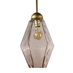 Mid-Century Modern Pendant Light with Lavender Glass Shade
