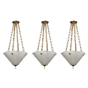 Matching Vintage Inverted Dome Chandeliers