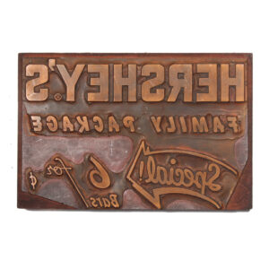 Antique Hershey’s “Family Package” Print Block, Bronze