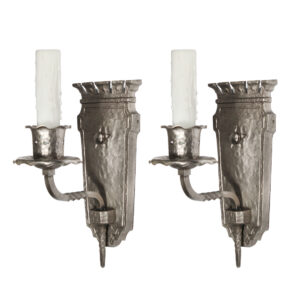 Pair of Antique Single Arm Tudor Sconces, c. 1920