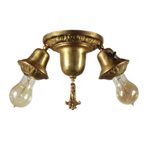 Antique Brass Semi-Flush Light with Exposed Bulbs