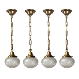 Matching Antique Brass Pendant Lights with Glass Shades