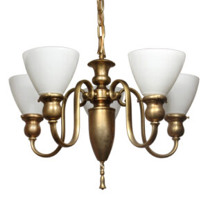Antique Brass Colonial Revival Chandelier, Early 1900s