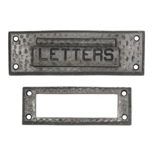 Antique Hammered Letter Slot with Matching Interior Trim Piece, c. 1920s