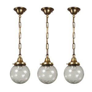 Vintage Pendant Lights with Crackle Glass Shades, New Old Stock
