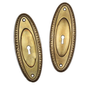 Pair of Antique Brass Oval Pocket Doorplates by Yale & Towne, Early 1900s