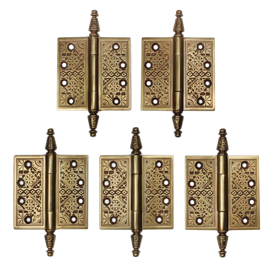 Matching Antique 4 Eastlake Hinges in Cast Brass