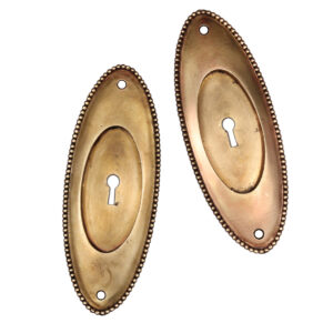 Pair of Cast Brass Oval Pocket Doorplates by Sargent & Co, Antique Hardware