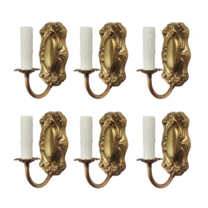 Matching Antique Single-Arm Sconce Pairs, Brass