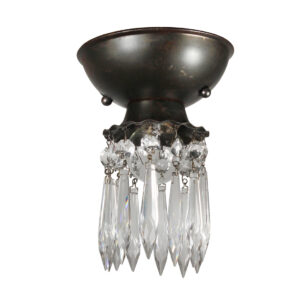 Antique Flush-Mount Light with Exposed Bulb and Prisms