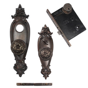 Antique “Arcola” Complete Entry Door Hardware Set by Barrows, c. 1900
