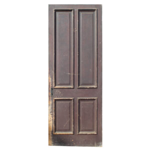 Salvaged 33″ Solid Wood 4-Panel Door, Late 1800’s
