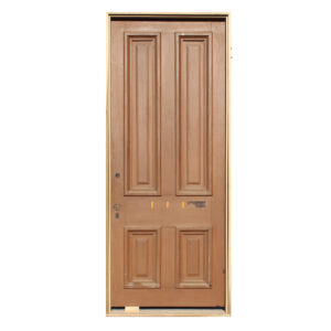 Antique 35″ Solid Wood 4-Panel Door in Jamb